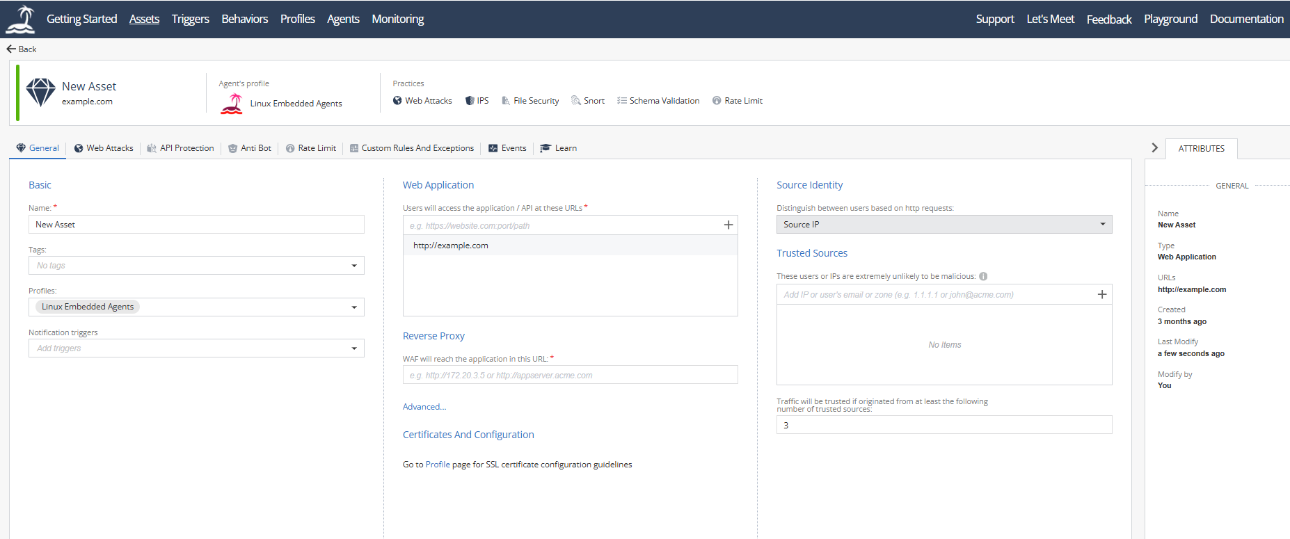 open-appsec Web UI ダッシュボード画面