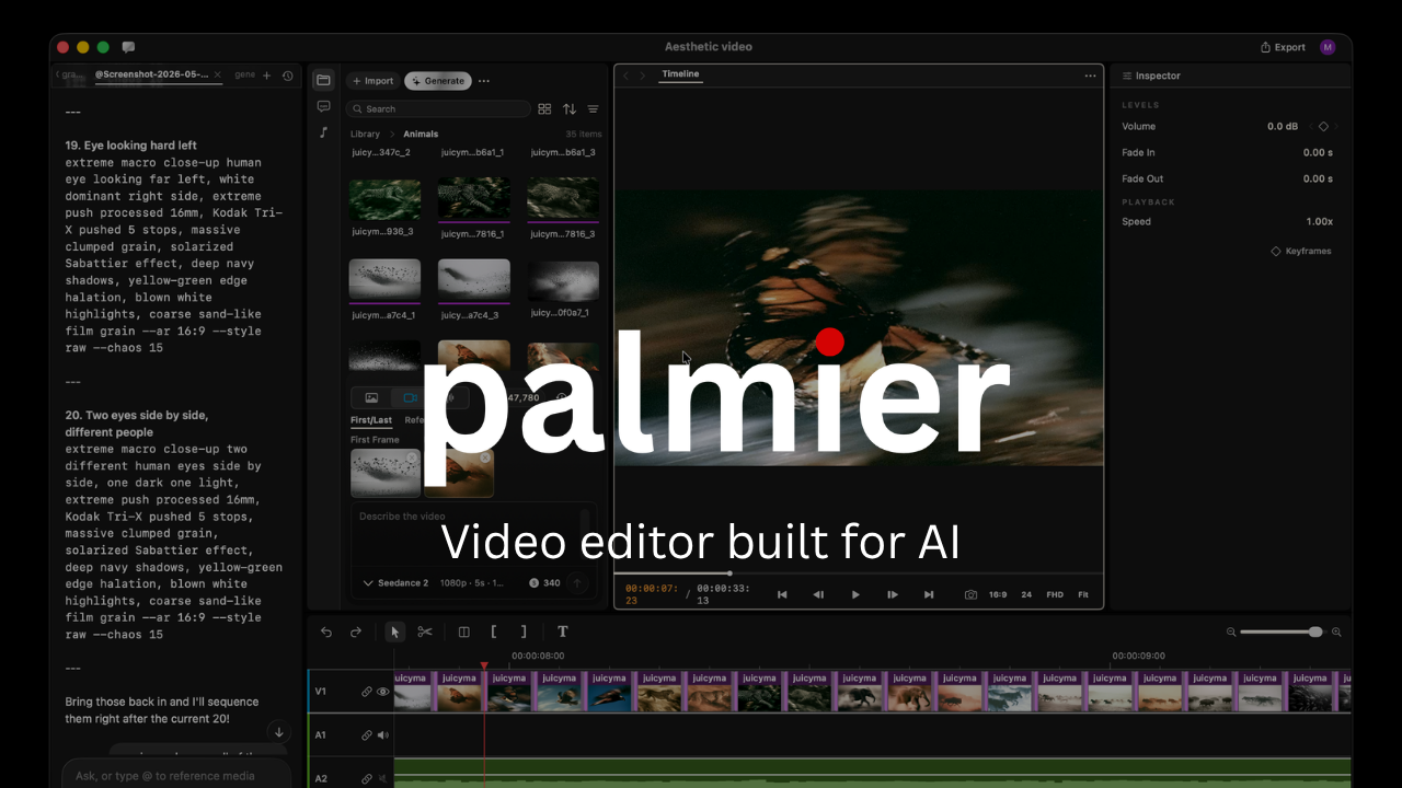 Palmier Pro のタイムラインエディタ UI